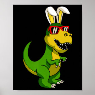 Affiche Joyeux Dinosaure de Pâques Bunny Ears de Pâques Ga