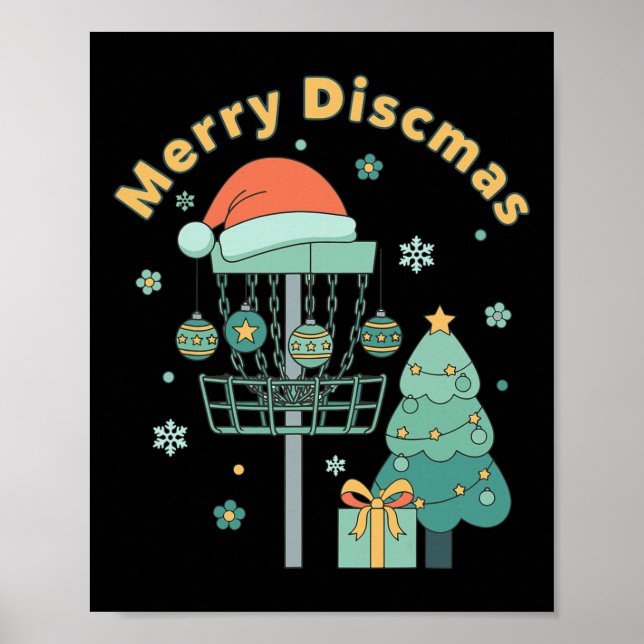 Affiche Joyeux Discmas Panier de Disc Golf Drôle Sapin de  (Devant)