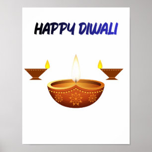 Affiche Joyeux Diwali Lampe à Huile Traditionnelle Festiva