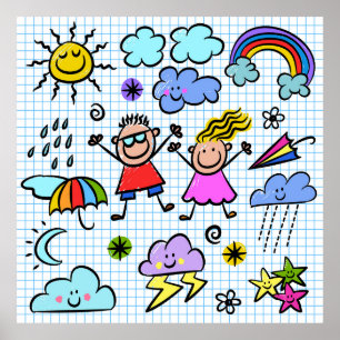 Affiche Joyeux Doodles De Météo