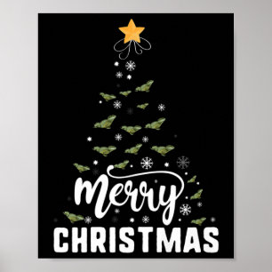 Affiche Joyeux dragon à oreilles Arbre de Noël Famille Noë