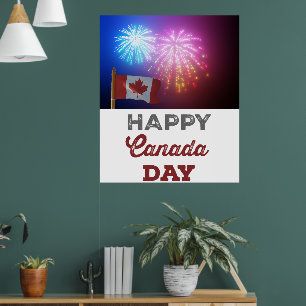 Affiche Joyeux drapeau et feux d'artifice de la fête du Ca