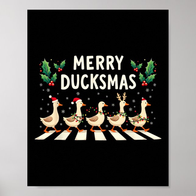 Affiche Joyeux Duckmas Santa Chapeau Xmas Duck Lover Funky (Devant)