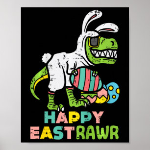 Affiche Joyeux Eastrawr Trex Lapin de Pâques Œuf Dinosaure