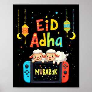 Affiche Joyeux Eid Moubarak Gaming pour les enfants joueur