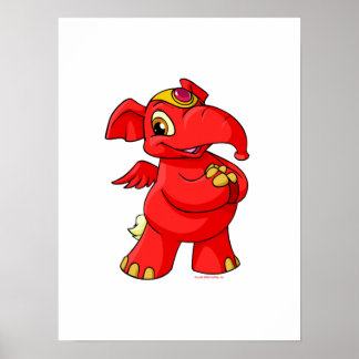 Affiche Joyeux Eléphante rouge