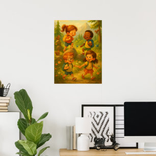 Affiche Joyeux Enfants Randonnée - Classroom Adventure Pos