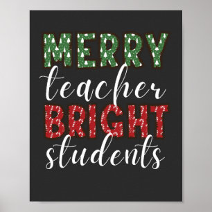 Affiche Joyeux enseignant brillant élèves Noël