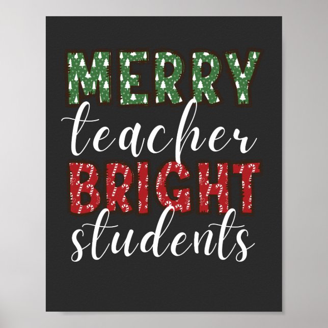 Affiche Joyeux enseignant brillant élèves Noël (Devant)
