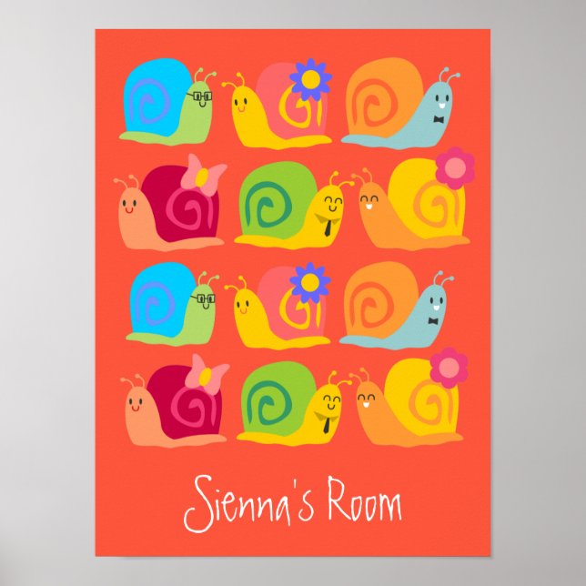 Affiche Joyeux escargots mignons (Devant)