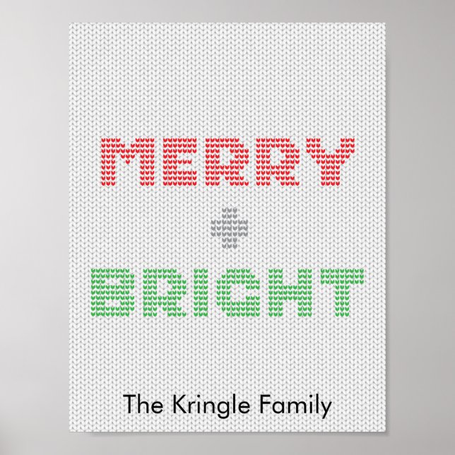 Affiche Joyeux Et Brillante Typographie Chandail De Noël (Devant)
