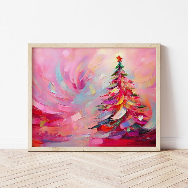 Affiche Joyeux et lumineux arbre de Noël Abstrait moderne (Créateur téléchargé)