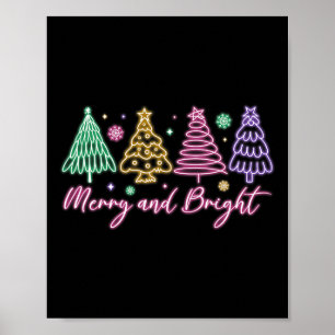 Affiche Joyeux Et Lumineux Arbre De Noël Joyeux Fille Joye