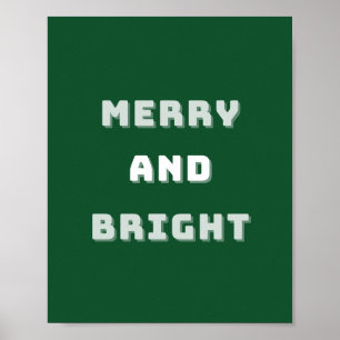 Affiche Joyeux et lumineux, Art de Noël vert, Vacances