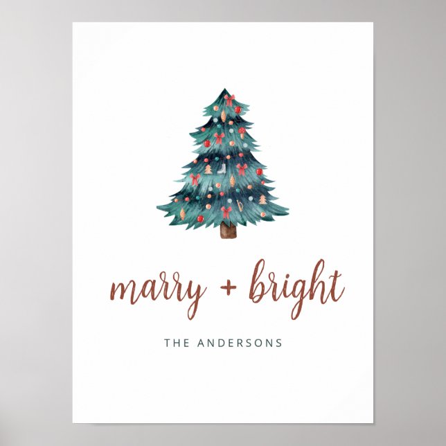 Affiche Joyeux et lumineux | Boho Christmas Tree and Scrip (Devant)