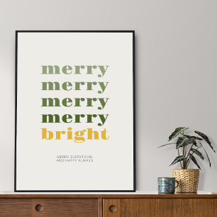 Affiche Joyeux et lumineux minimaliste Gold Holiday Graphi