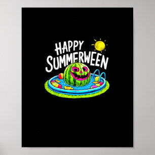 Affiche Joyeux été pastèque Jack-O-Lantern