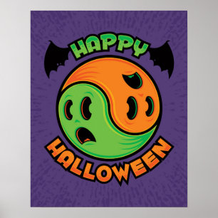 Affiche Joyeux fantôme d'Halloween Yin-Yang