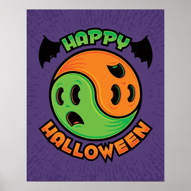 Affiche Joyeux fantôme d'Halloween Yin-Yang (Devant)