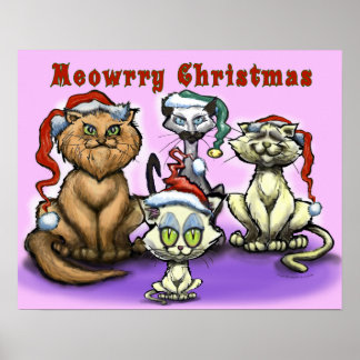 Affiche Joyeux félins de Noël