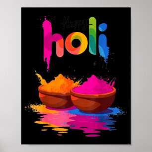 Affiche Joyeux festival de couleurs de poudre de holi desi