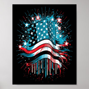 Affiche Joyeux feu d'artifice commémoratif américain Drape