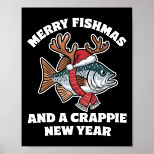 Affiche Joyeux Fish Noël et une année nouvelle Crappie Pêc
