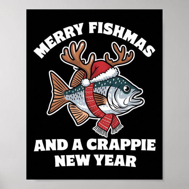 Affiche Joyeux Fish Noël et une année nouvelle Crappie Pêc (Devant)