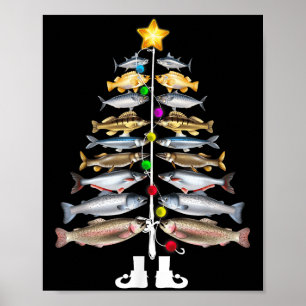Affiche Joyeux Fishmas Arbre de Noël Drôle de Pêche 