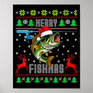 Affiche Joyeux Fishmas Femmes B Poisson Pêche Drôle Noël M