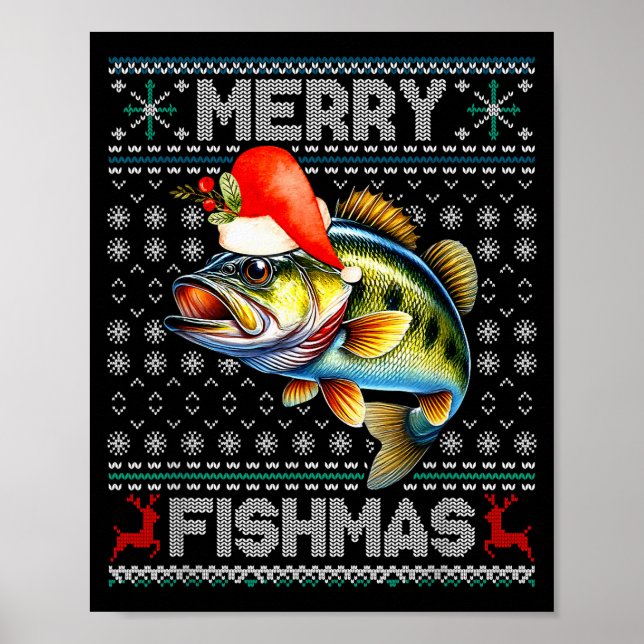 Affiche Joyeux Fishmas Noël Vacances Santa Pêche Xmas (Devant)