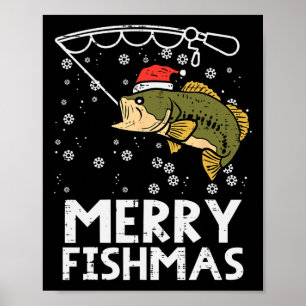 Affiche Joyeux Fishmas Poisson Pêche Xmas Noël Papa Hommes