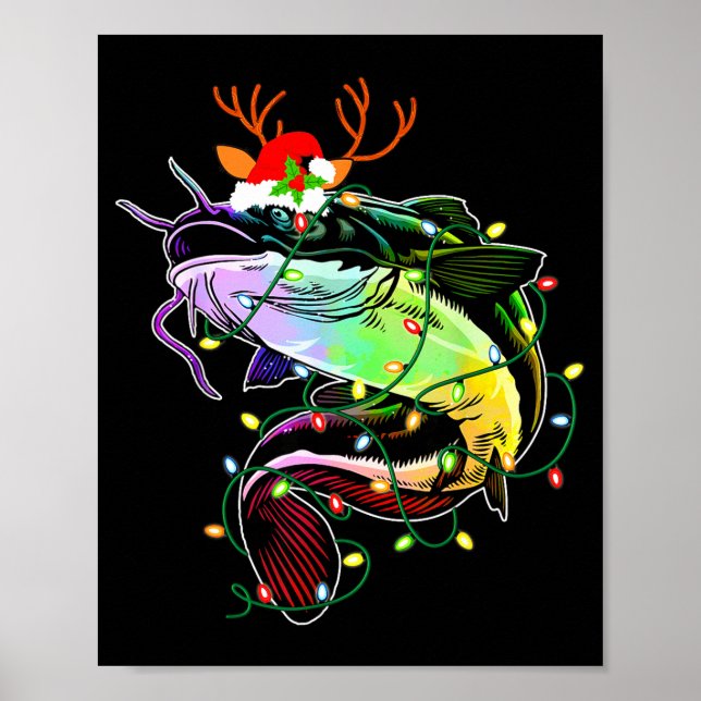Affiche Joyeux Fishmas Santa Amateurs de Pêche Drôle de Pê (Devant)