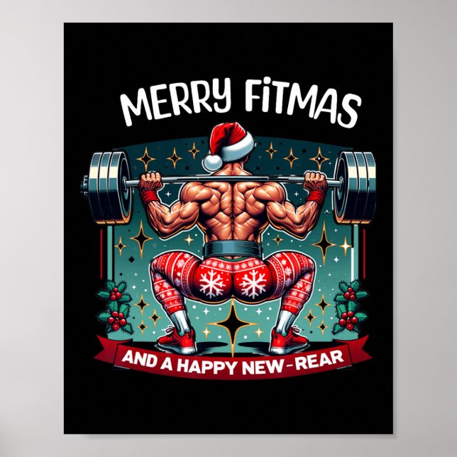 Affiche Joyeux Fitmas Et Bonne Nouvelle Année Arrière Fitn (Devant)