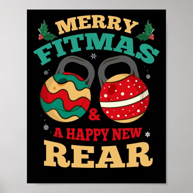Affiche Joyeux Fitmas Et Une Nouvelle Salle De Fitness Arr (Devant)