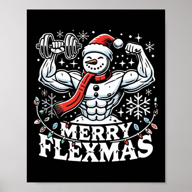 Affiche Joyeux Flexmas - Snowman Flexer Corps de gym de No (Devant)