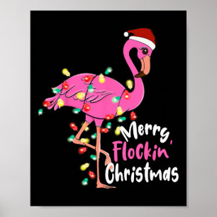 Affiche Joyeux flocage Flamant rose de Noël Noël Noël