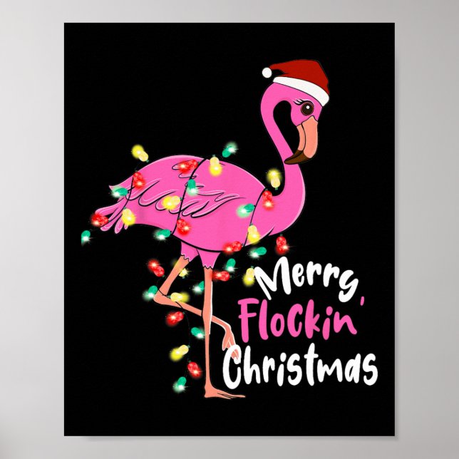 Affiche Joyeux flocage Flamant rose de Noël Noël Noël (Devant)