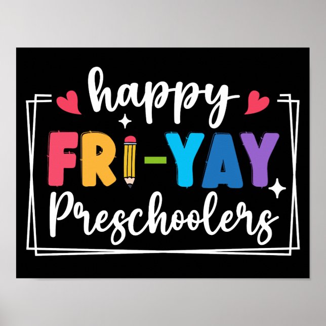 Affiche Joyeux Fri-Yay préscolaire Funny Enseignant étudia (Devant)