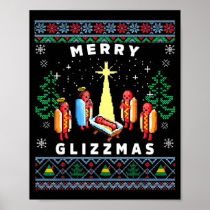 Affiche Joyeux Glizzmas Drôle de Sweat de Noël Laid Glizzy