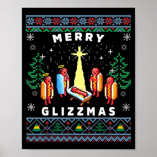 Affiche Joyeux Glizzmas Drôle de Sweat de Noël Laid Glizzy (Devant)