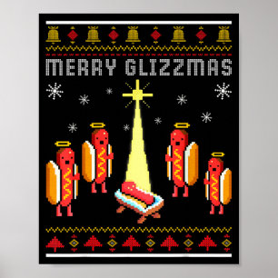 Affiche Joyeux Glizzmas Hot Dog Drôle Ugly Christmas Sweat