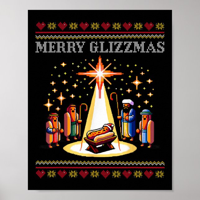 Affiche Joyeux Glizzmas Tacky Funny Joyeux Chien chaud de  (Devant)