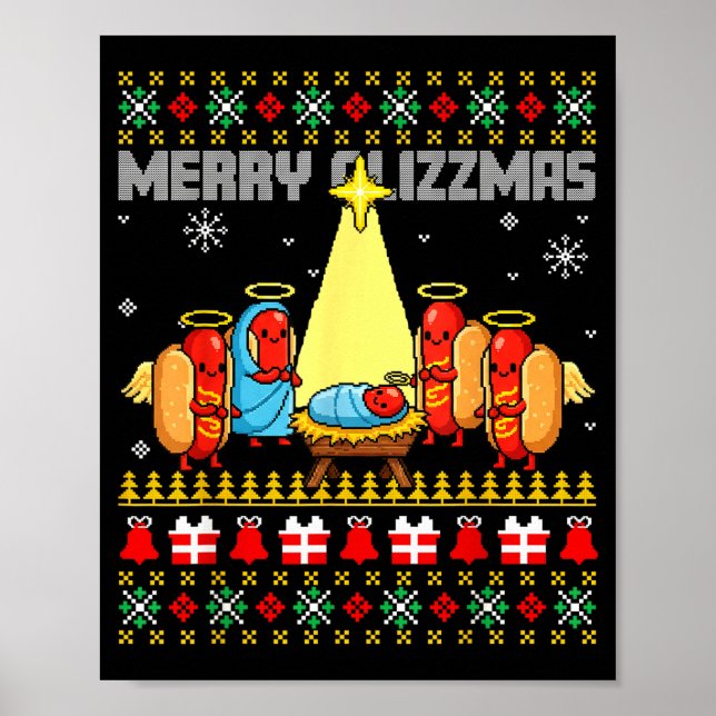 Affiche Joyeux Glizzmas vilains sweaters de Noël Hot Dogs  (Devant)