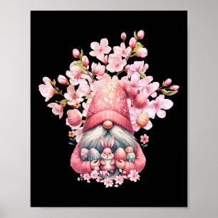 Affiche Joyeux Gnomes de Pâques Bonjour Printemps fleuri