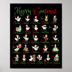 Affiche Joyeux Goosmas Noël Silly Goose A à Z Mignon De