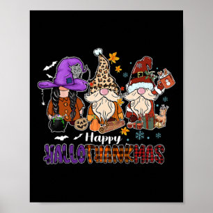 Affiche Joyeux Hallothankmas Gnomeis Halloween Thanksgivin