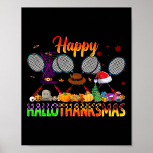 Affiche Joyeux Hallothanksmas Badminton Witch Casquette No