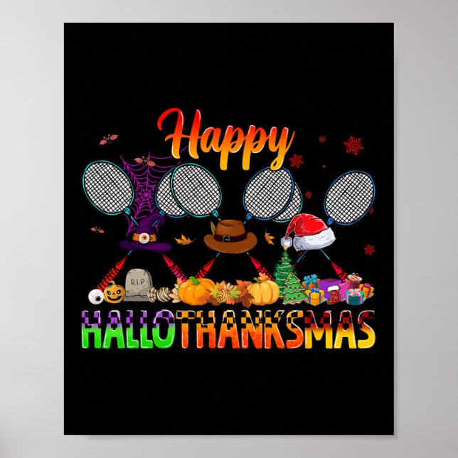 Affiche Joyeux Hallothanksmas Badminton Witch Casquette No (Devant)
