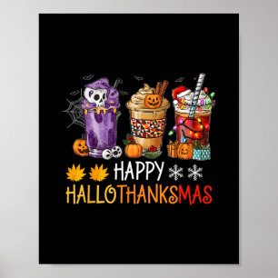 Affiche Joyeux Hallothanksmas Café Halloween Thanksgiving